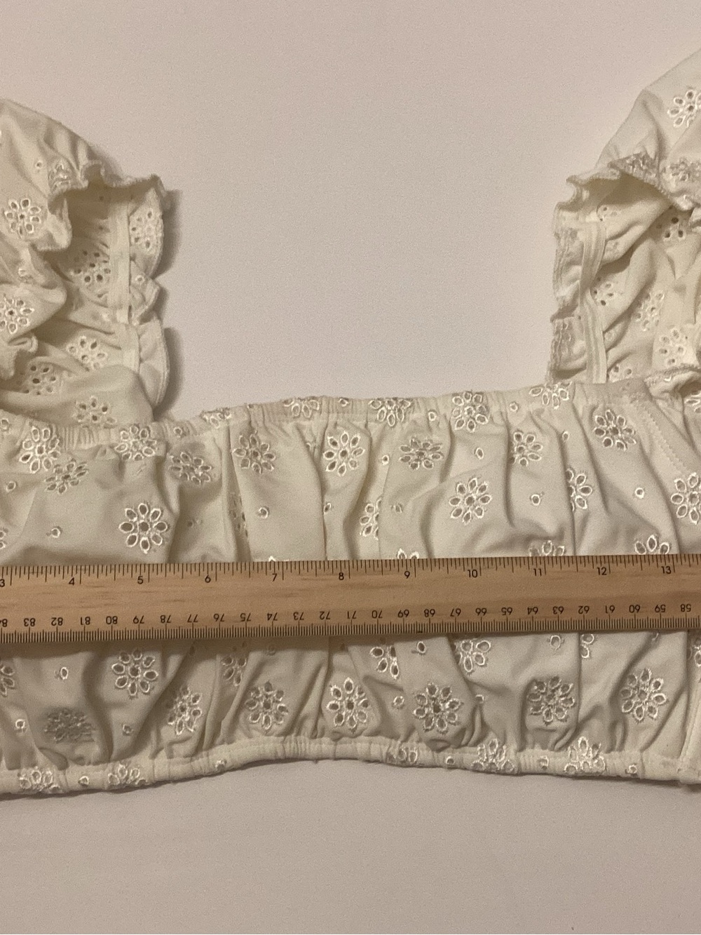Target Cream Eyelet Ruffle-Trim Cropped Top - Picture 7 of 8